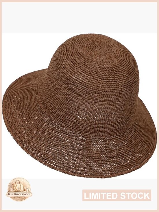 Handwoven Foldable Straw Bucket Hat Adjustable Travel Sun Hat UPF 50